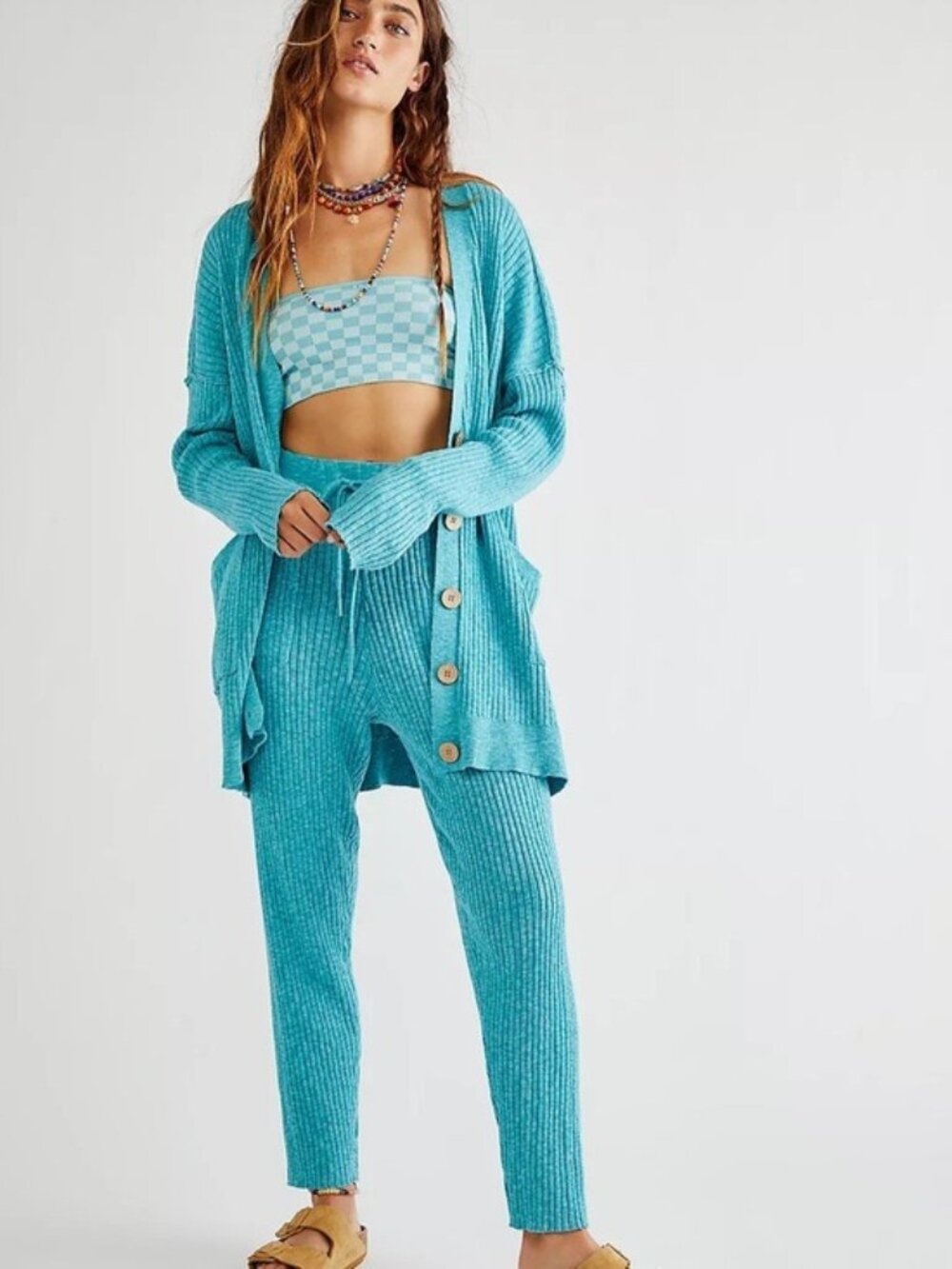 Free People Beach High Rise Pants Boho Straight Soft Stretch